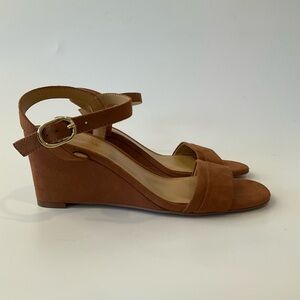 J Crew Factory Brown Mid Heel Wedge Sandals